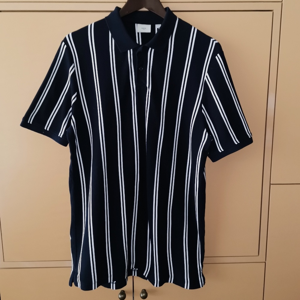MANGO Striped cotton polo shirt - (XL) - Picture 3 of 11